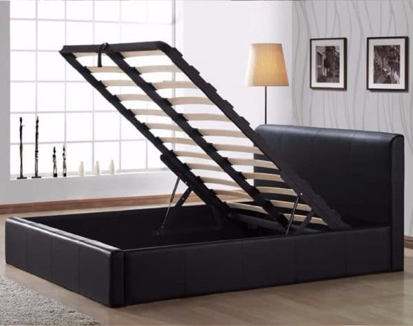Small Double Faux Leather Ottoman Storage Bed