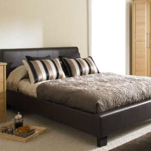 Brown King Size Faux Leather Bed Frame