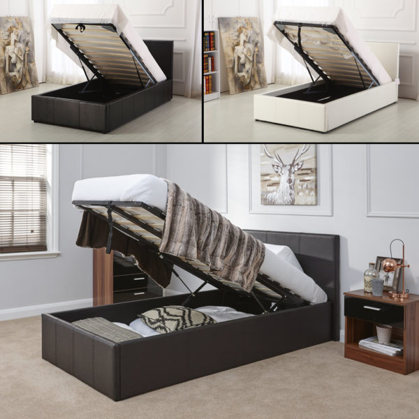 Single Leather Ottoman Storage Bed