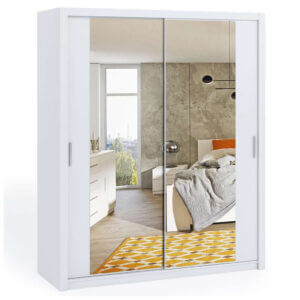 White 180cm Bonito Sliding Mirror Door Wardrobe