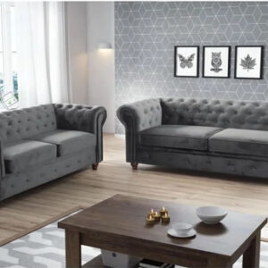 Grey Fabric Infinity Chesterfield Sofa