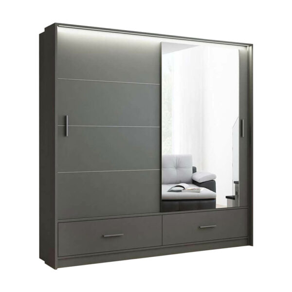 Grey 208cm High gloss wardrobe