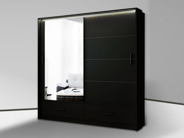 Black 208cm High gloss wardrobe