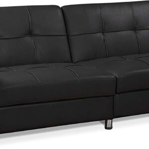 Istanbul 3 seater leather ottoman sofa Bed black