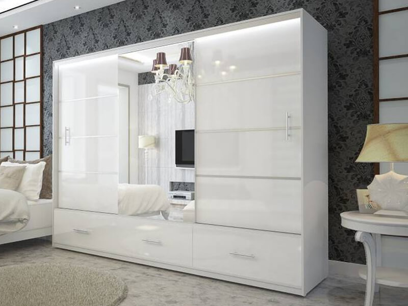 Importance of White Marsylia 255 cm: A High Gloss Wardrobe with Mirror Sliding Doors