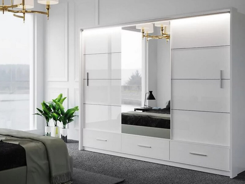 The Importance of White Marsylia 255 cm: A High Gloss Wardrobe with Mirror Sliding Doors