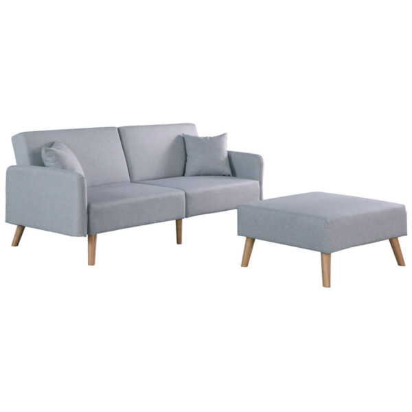Zaina 2 Seater Fabric Sofa bed with matching footstool grey